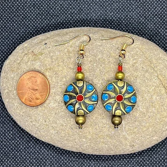 Flower Earrings Copper Boho | Handmade - Picture 5 of 5